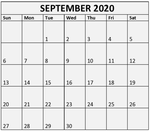 September 2020 Calendar