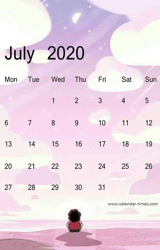 Cute July 2020 Calendar 