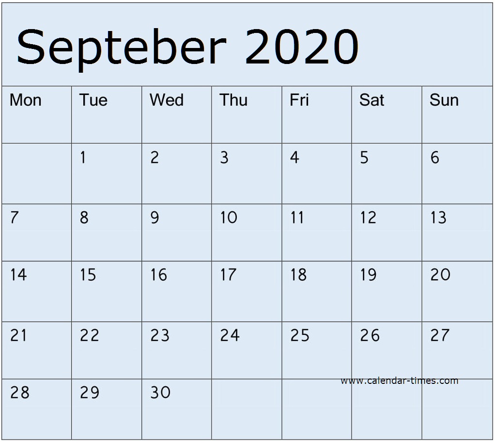 Printable September 2020 Calendar