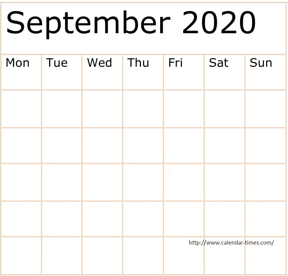 September 2020 Blank Calendar