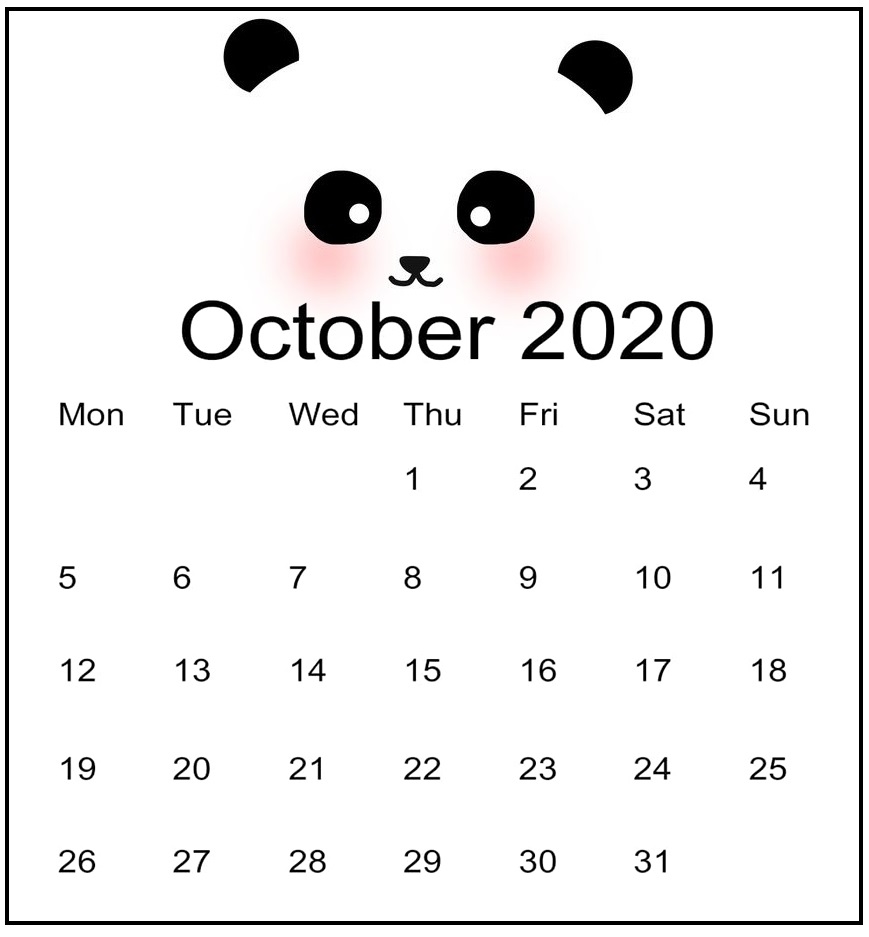 Cute October 2020 Calendar