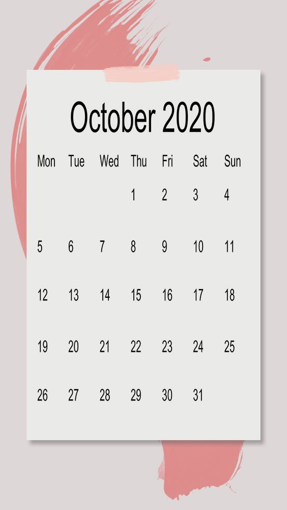 Cute October 2020 Calendar