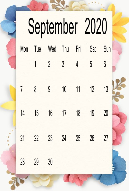 Cute September 2020 Calendar