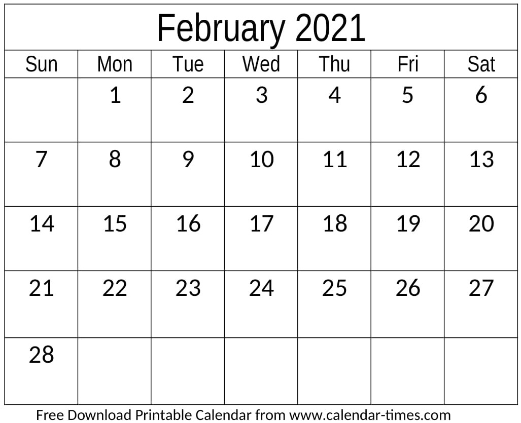 2021 February Calendar