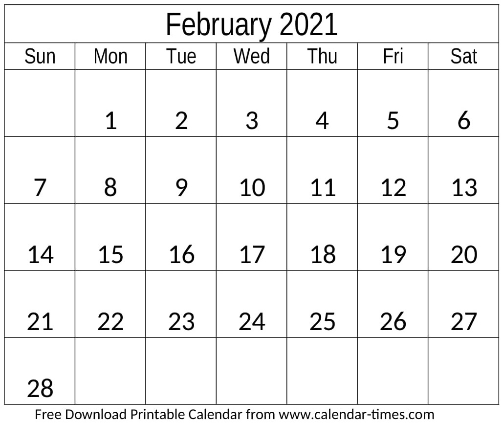 February 2021 Calendar Monthly and Yearly Template