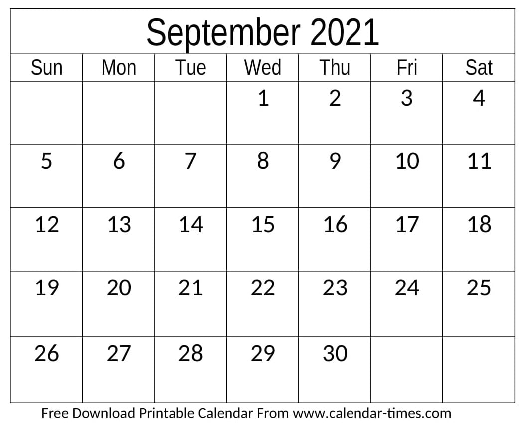 September 2021 Printable Calendar